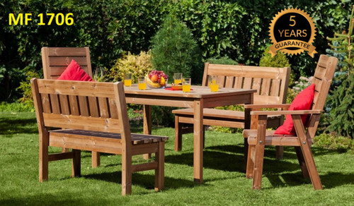 میز و صندلی باغی ترموود 6 نفره با لاک پلی اورتان - کد MF1706