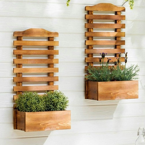 فلاورباکس دیواری با چوب طبیعی چند لایه توسکا مناسب فضاهای سرپوشیده - کد FB1511